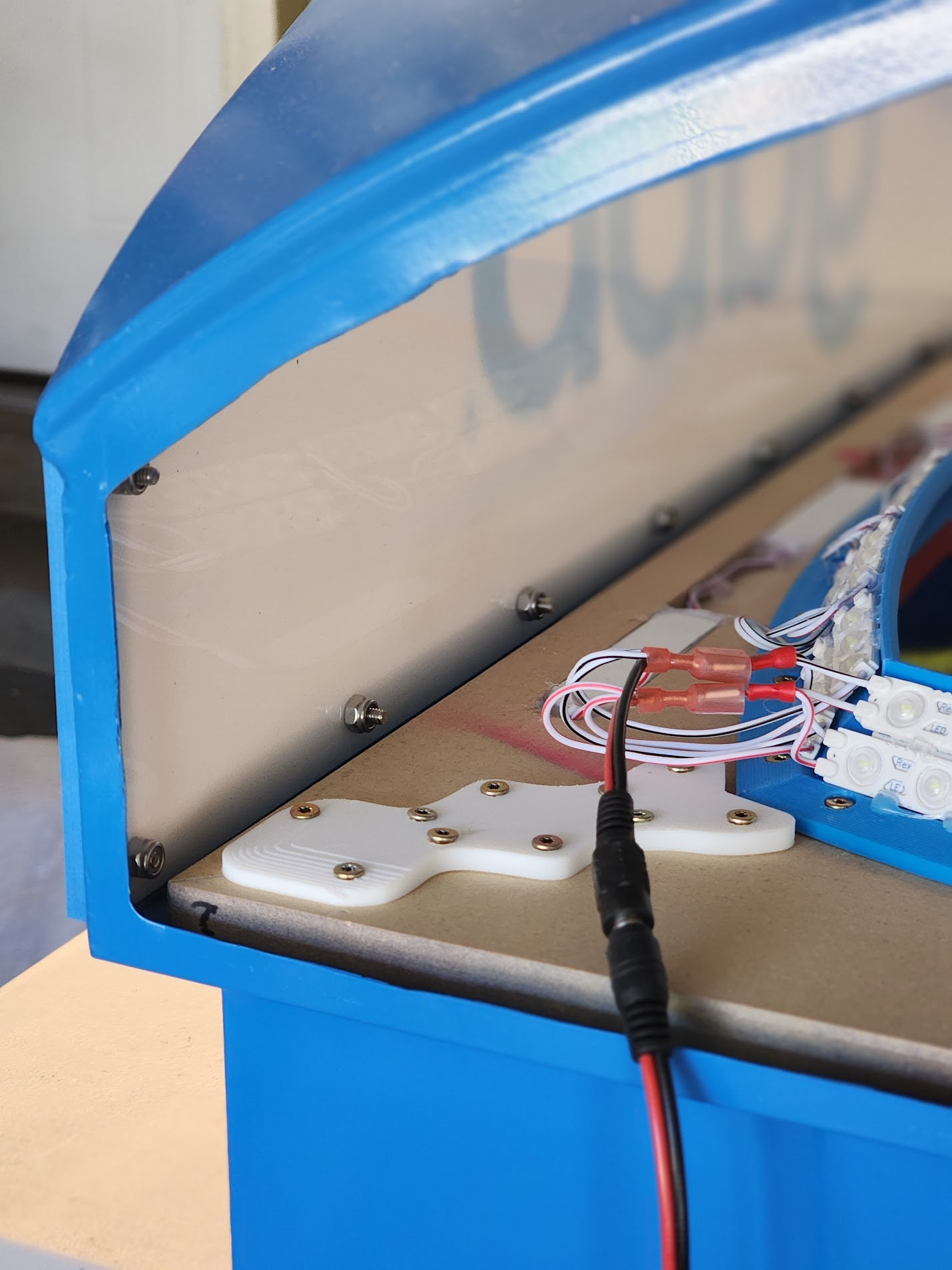 LED module wiring behind the illuminated gabb topper