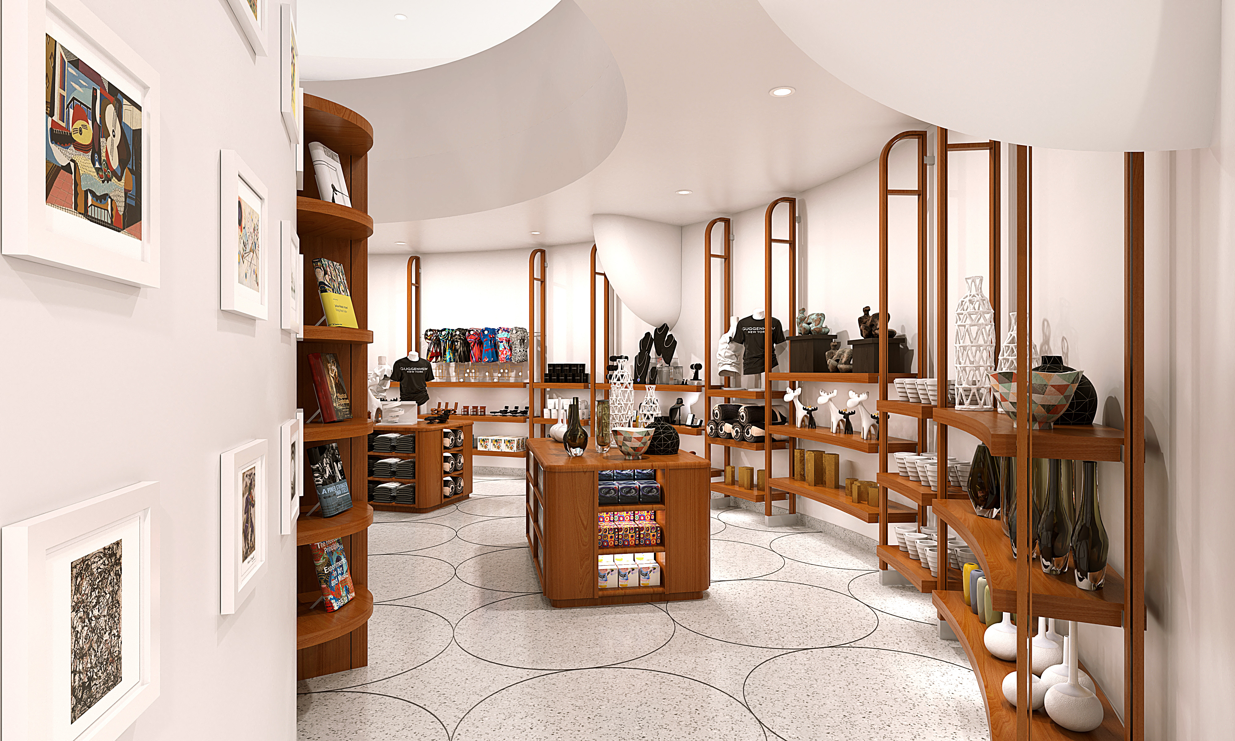 The finished store, the same view as built — how close the rendering ran to the real thing