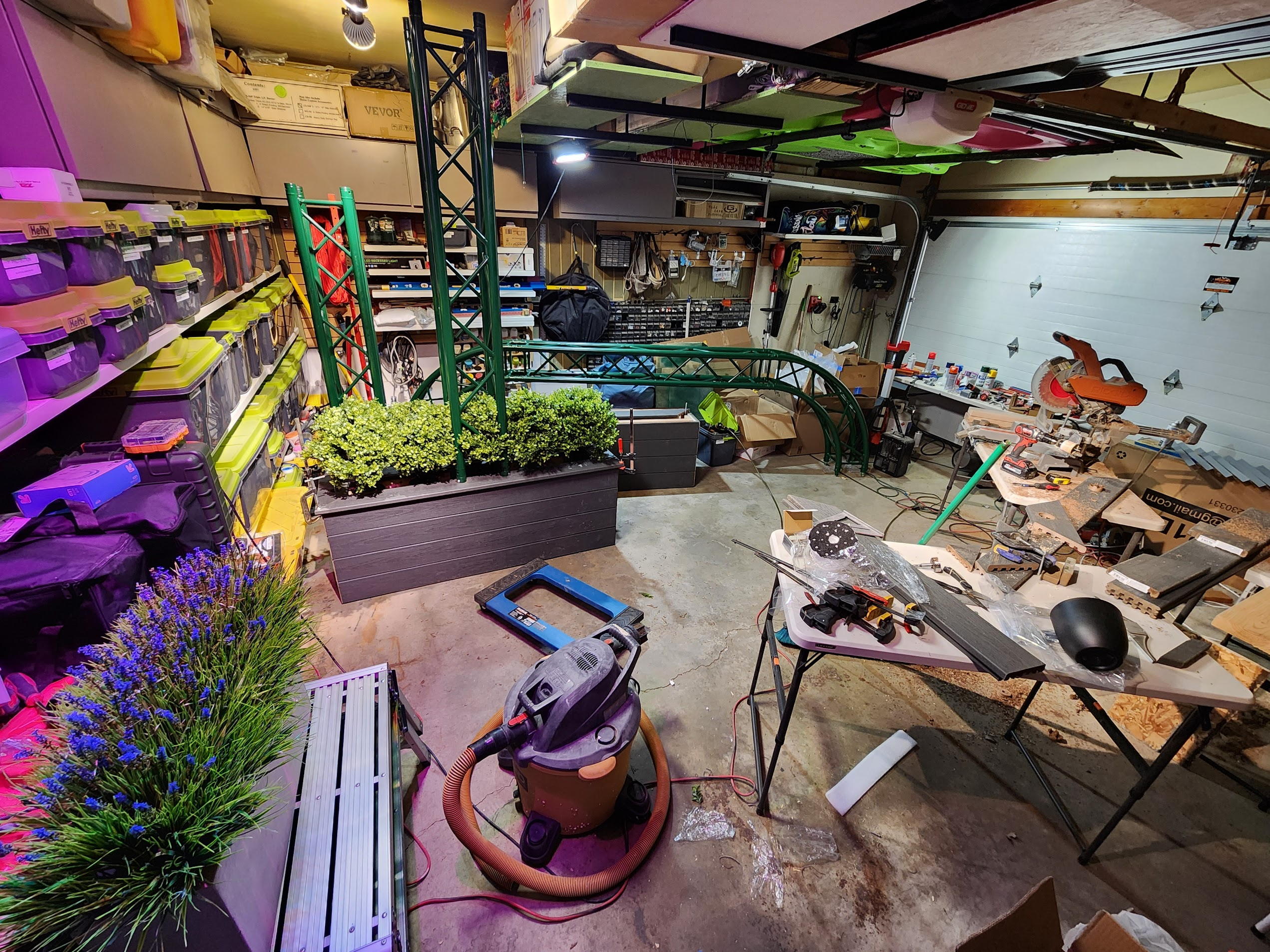 The arch and planters under fabrication in Truman’s shop