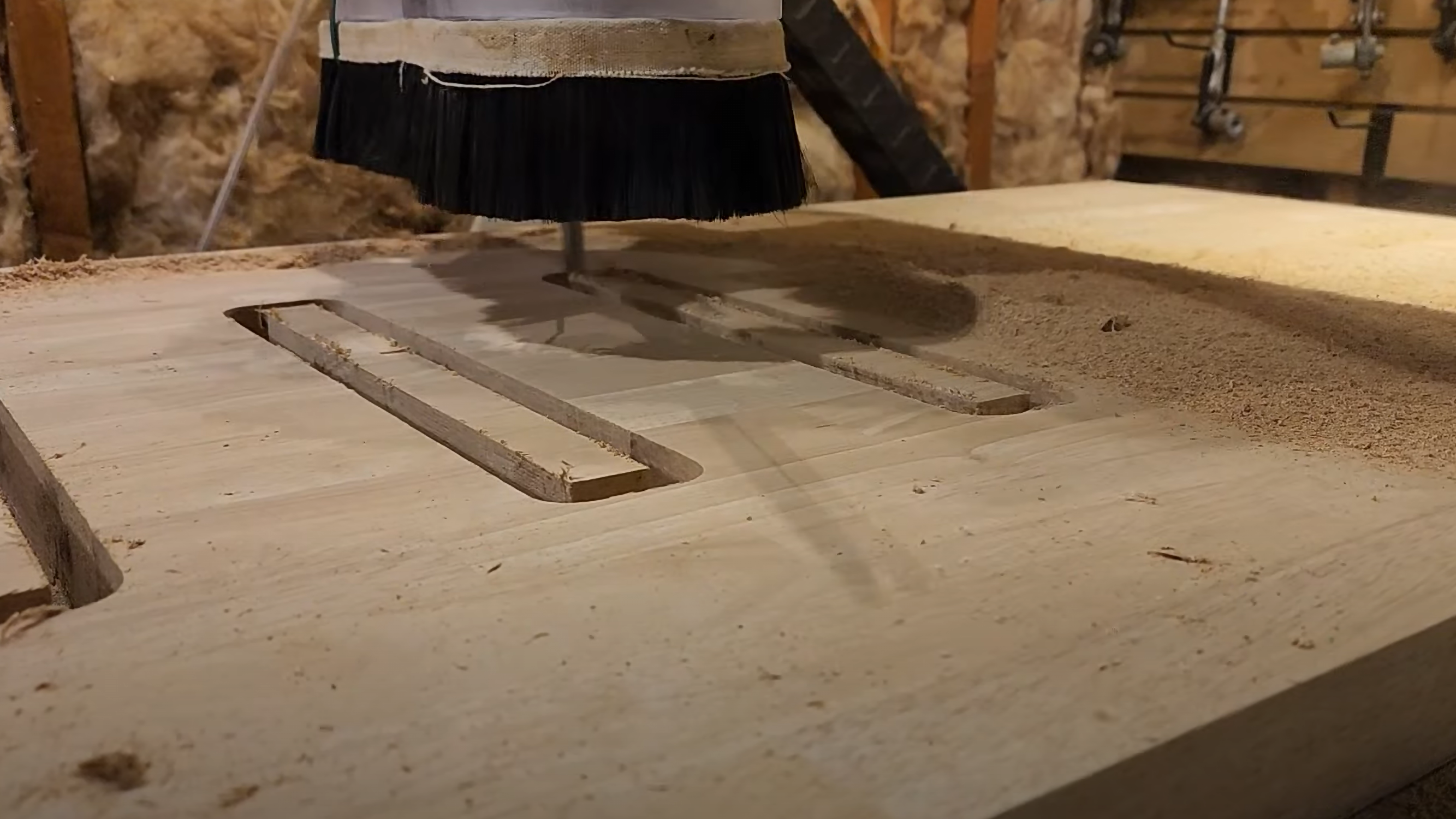 CNC router cutting the color-channel slots — from drawing to finished part