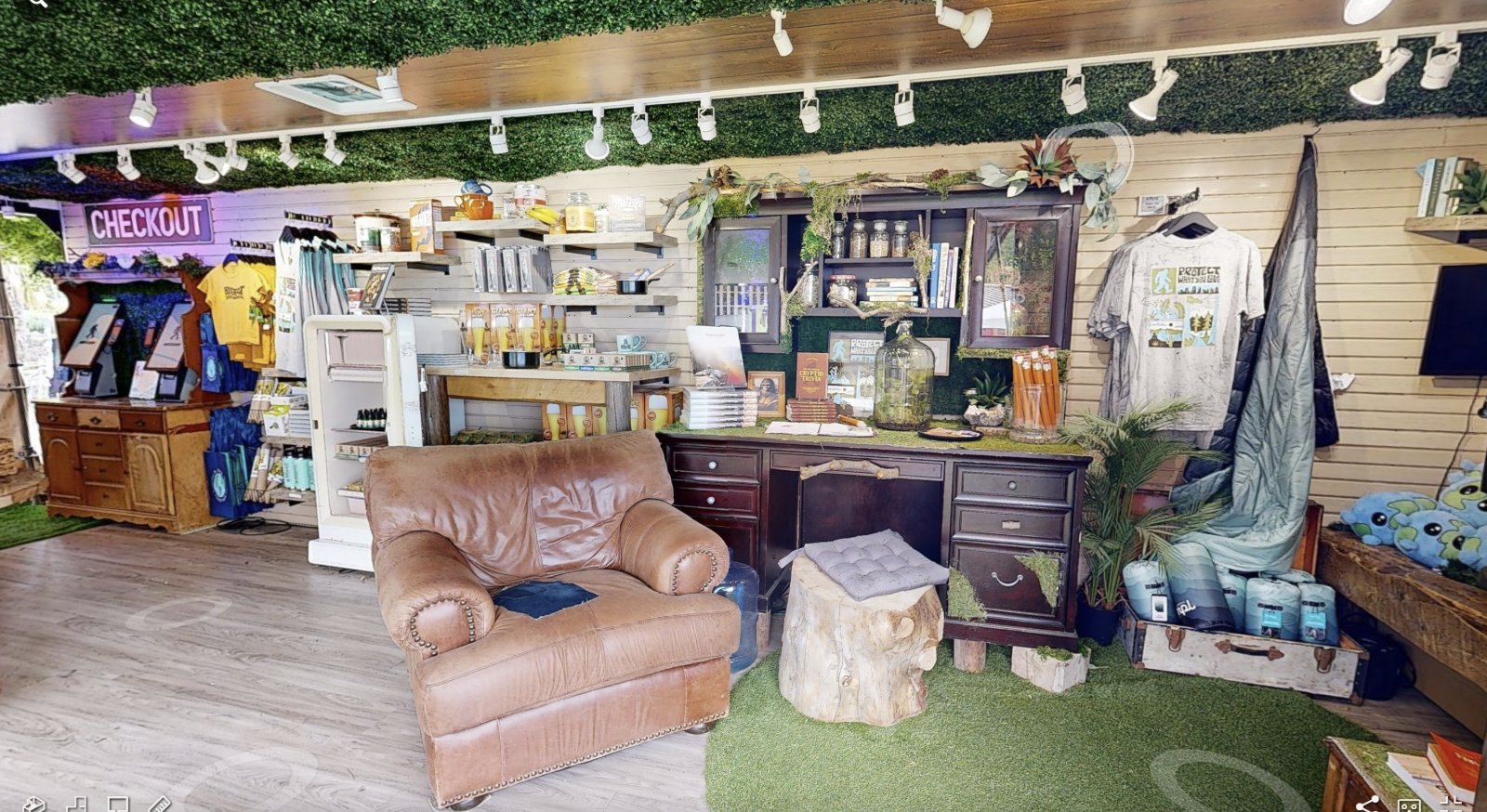 Storefront mode — a fully merchandised retail interior fitted out inside the shell
